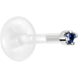 Solid 14K White Gold September 1.5mm CZ Bioplast Push in Labret Monroe