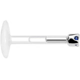 Solid 14K White Gold September 1.5mm CZ Bioplast Push in Labret Monroe