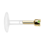 16G 1/4 14K Yellow Gold May 1.5mm CZ Bioplast Push in Cartilage Earring