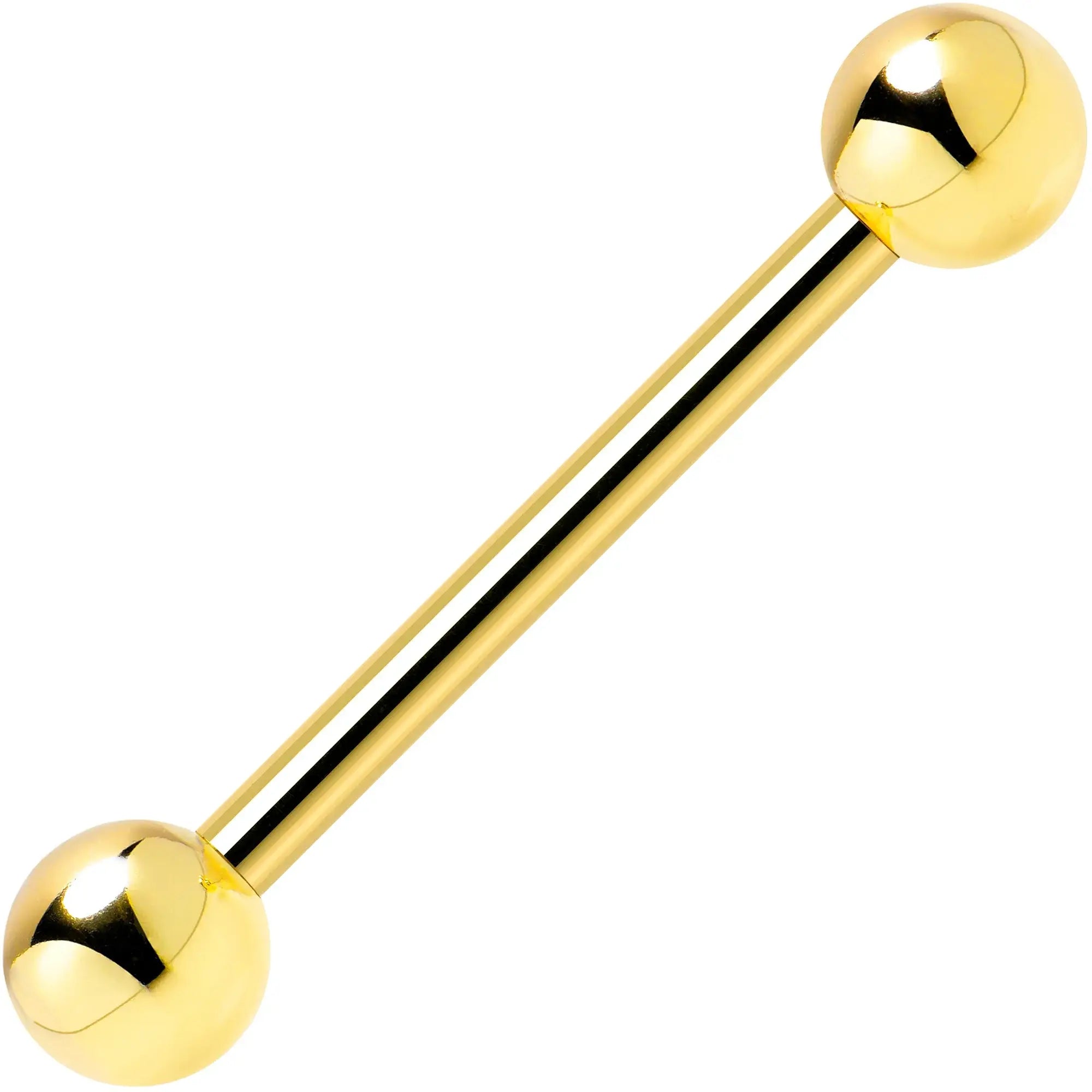 14k Solid Gold Ball Internally Threaded Barbell Tongue Ring - BodyCandy - Flyclothing LLC