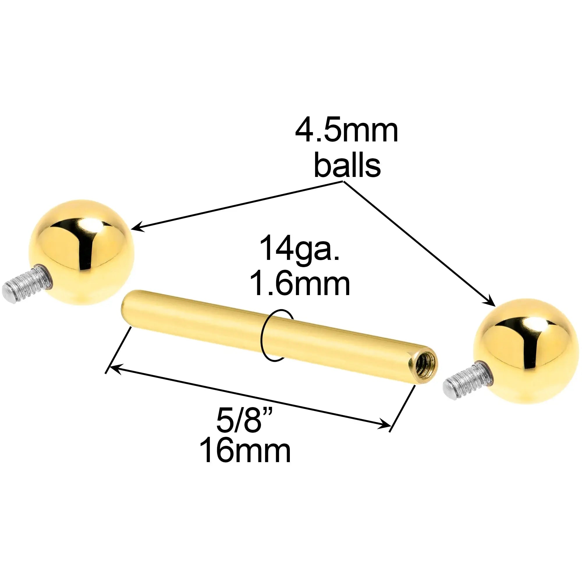 14k Solid Gold Ball Internally Threaded Barbell Tongue Ring - BodyCandy - Flyclothing LLC