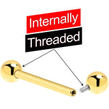 14k Solid Gold Ball Internally Threaded Barbell Tongue Ring - BodyCandy - Flyclothing LLC
