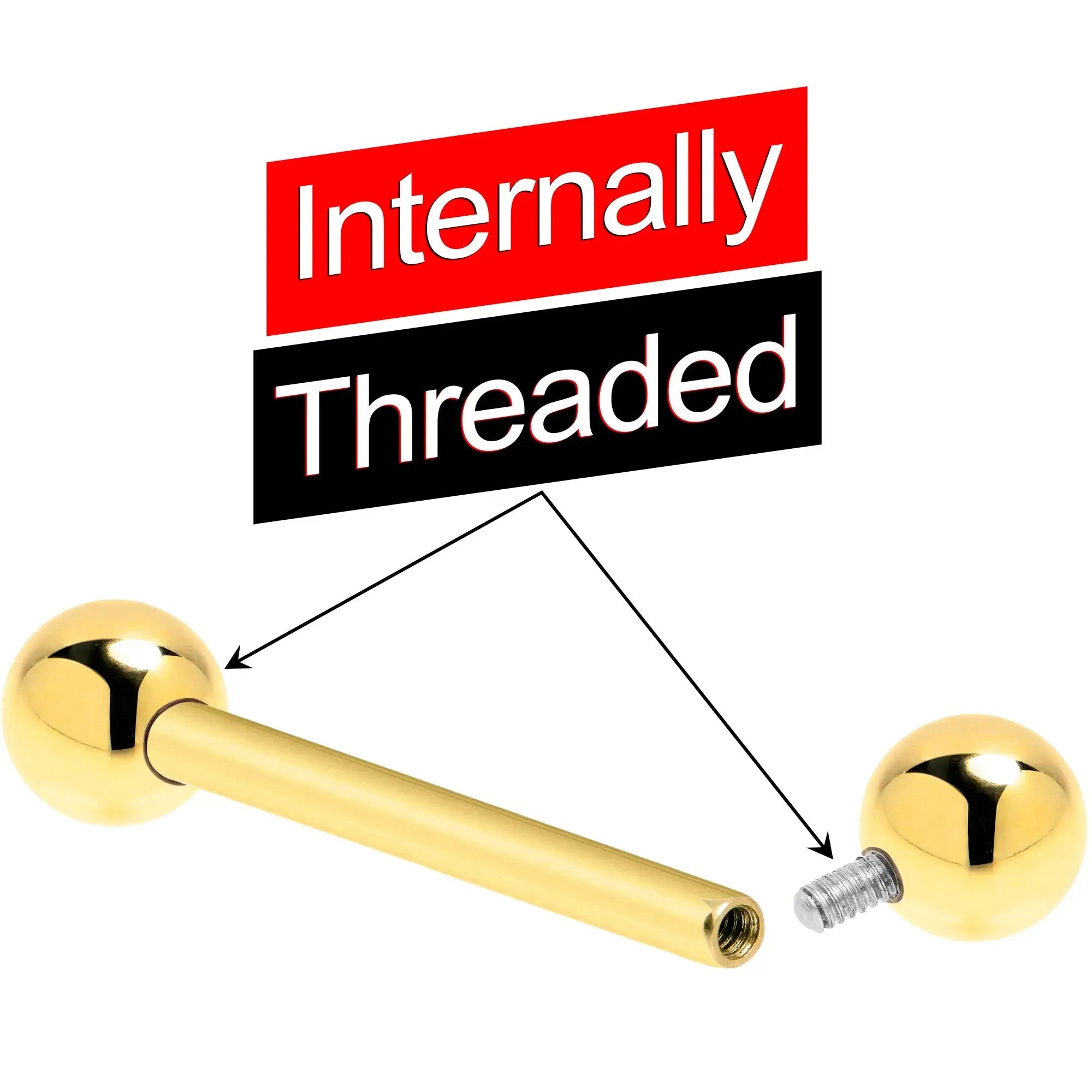 14k Solid Gold Ball Internally Threaded Barbell Tongue Ring - BodyCandy - Flyclothing LLC