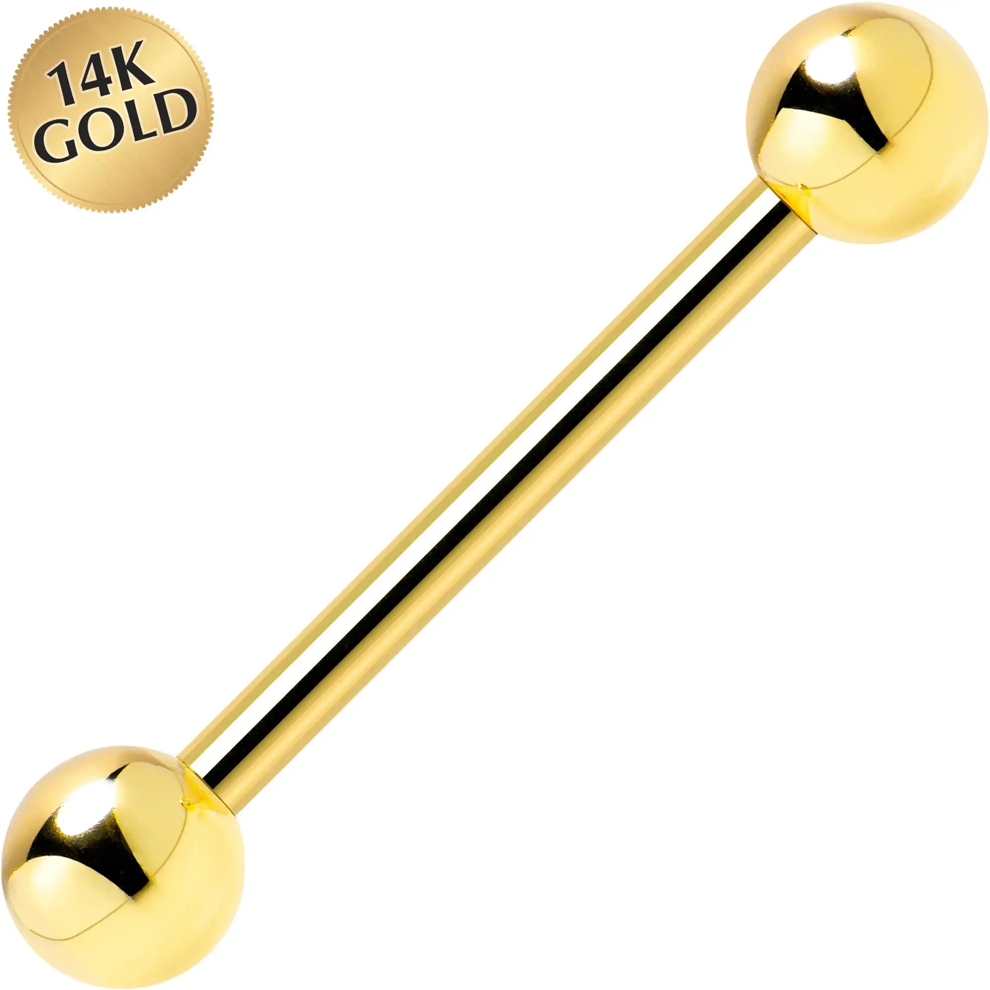 14k Solid Gold Ball Internally Threaded Barbell Tongue Ring - BodyCandy - Flyclothing LLC