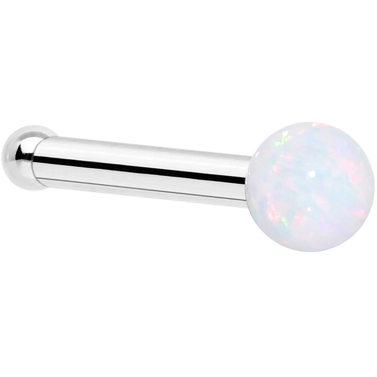 14k White Gold 2.5mm Synthetic Opal Ball Nose Ring - BodyCandy - Flyclothing LLC