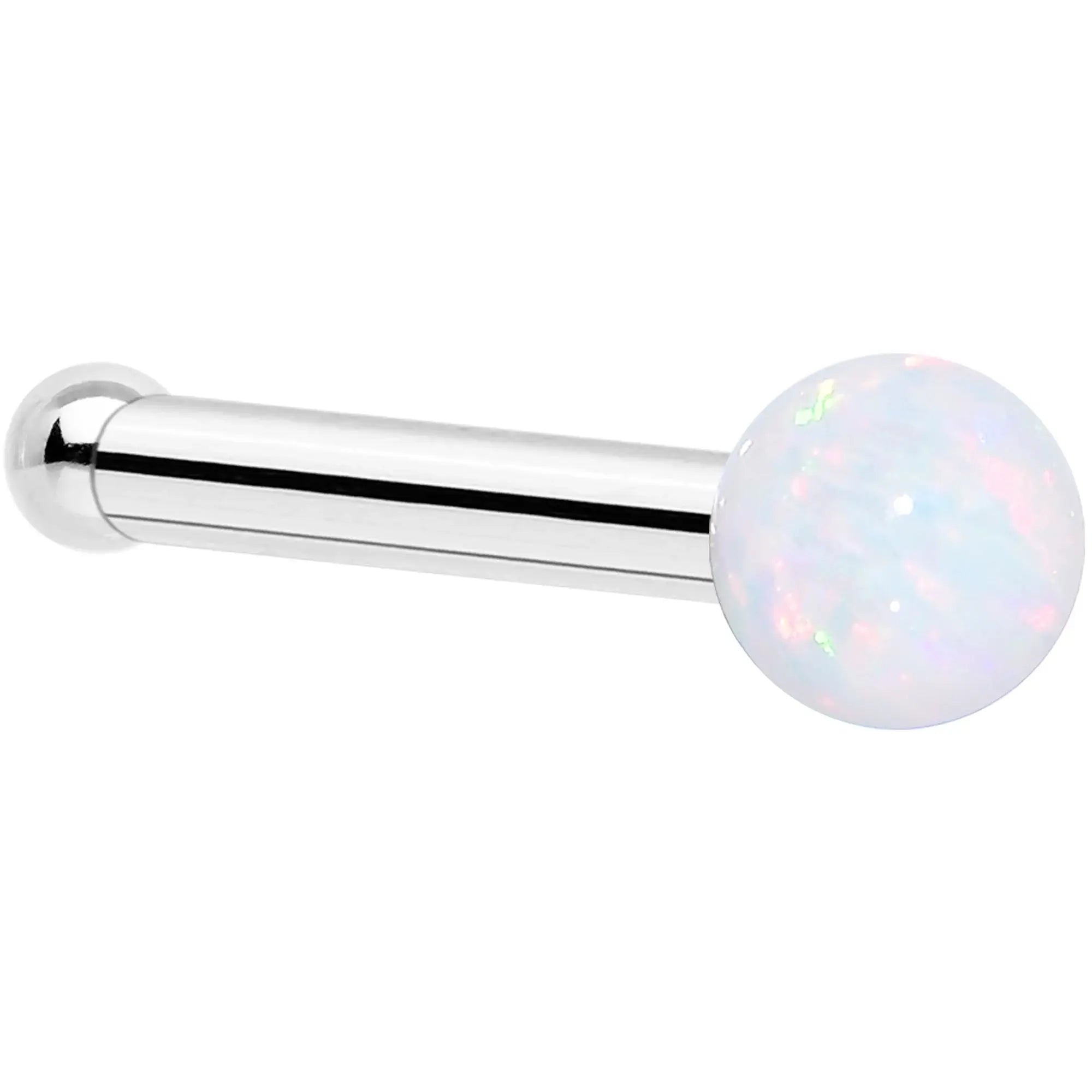 14k White Gold 2.5mm Synthetic Opal Ball Nose Ring - BodyCandy - Flyclothing LLC
