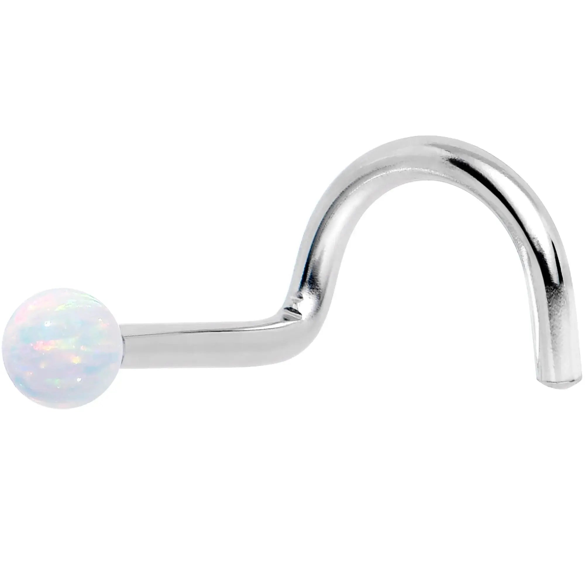 14k White Gold 2.5mm Synthetic Opal Ball Nose Ring - BodyCandy - Flyclothing LLC