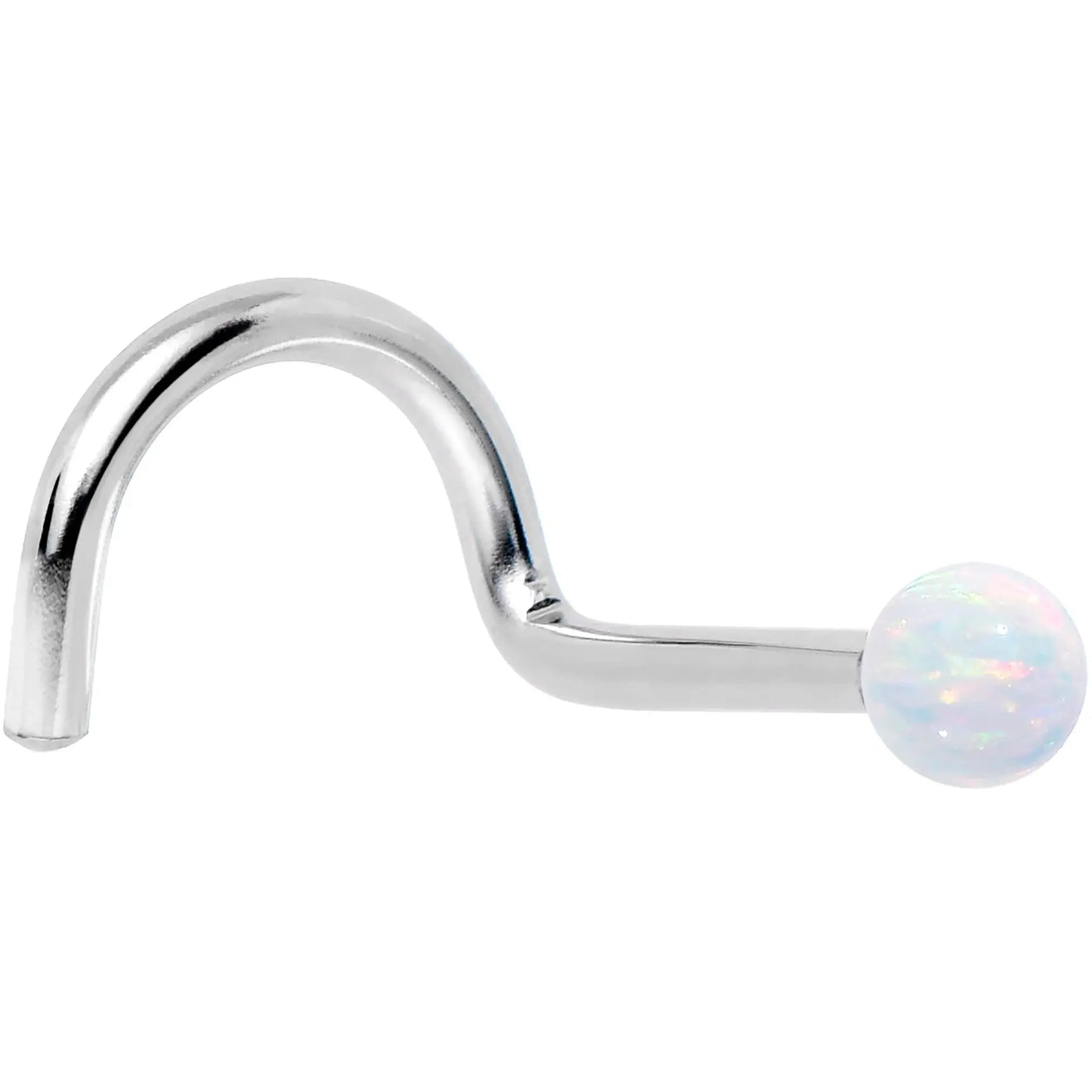 14k White Gold 2.5mm Synthetic Opal Ball Nose Ring - BodyCandy - Flyclothing LLC