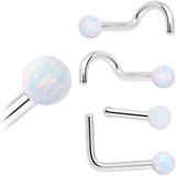 14k White Gold 2.5mm Synthetic Opal Ball Nose Ring - BodyCandy - Flyclothing LLC