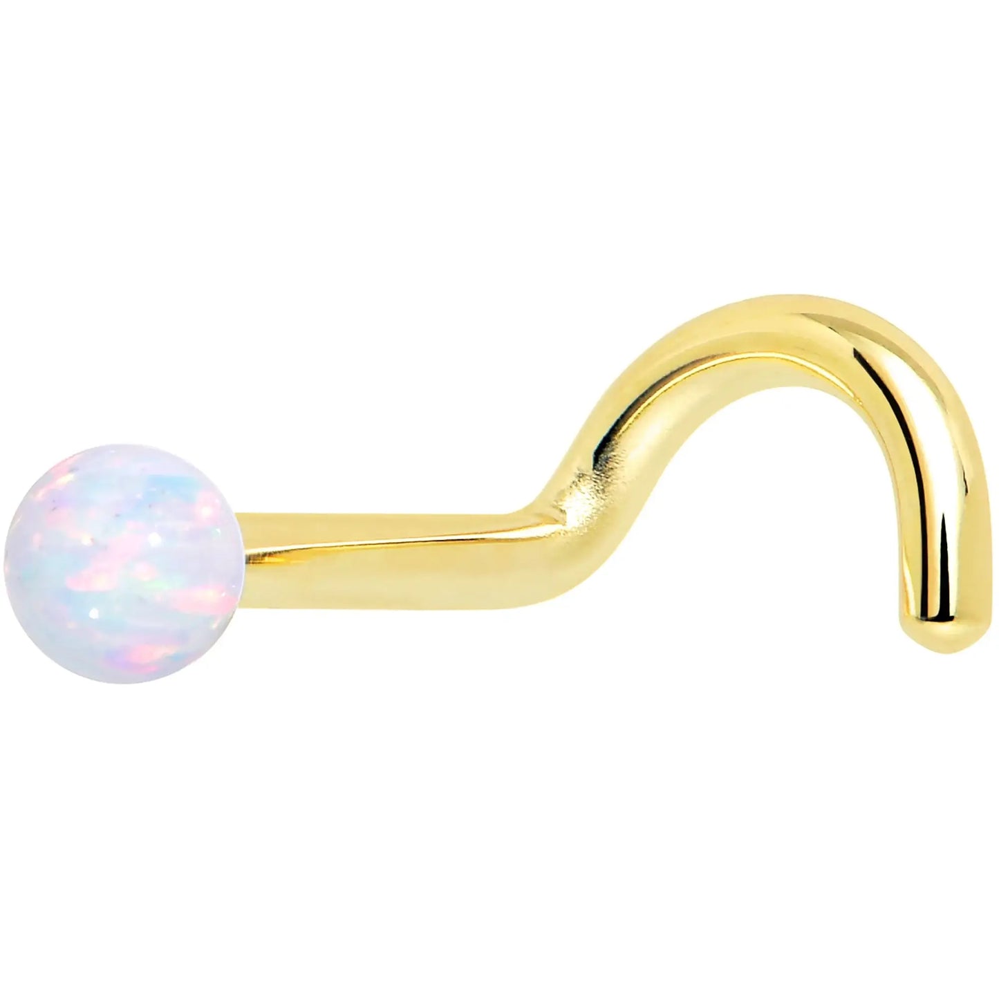 14k Yellow Gold 2.5mm Synthetic Opal Ball Nose Ring - BodyCandy - Flyclothing LLC