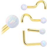 14k Yellow Gold 2.5mm Synthetic Opal Ball Nose Ring - BodyCandy - Flyclothing LLC