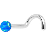 14k White Gold 2.5mm Blue Synthetic Opal Ball Nose Ring - BodyCandy - Flyclothing LLC