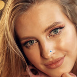 14k White Gold 2.5mm Blue Synthetic Opal Ball Nose Ring - BodyCandy - Flyclothing LLC