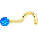 14k Yellow Gold 2.5mm Blue Synthetic Opal Ball Nose Ring - BodyCandy - Flyclothing LLC