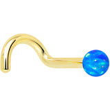14k Yellow Gold 2.5mm Blue Synthetic Opal Ball Nose Ring - BodyCandy - Flyclothing LLC