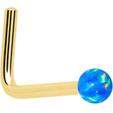 14k Yellow Gold 2.5mm Blue Synthetic Opal Ball Nose Ring - BodyCandy - Flyclothing LLC