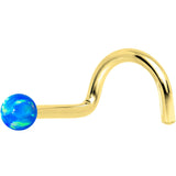 14k Yellow Gold 2.5mm Blue Synthetic Opal Ball Nose Ring - BodyCandy - Flyclothing LLC