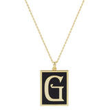 Gold Dipped Enamel Rectangle Monogram Pendant Necklace - Madeline Love - Flyclothing LLC