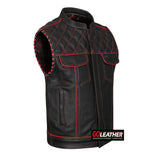 Merciless - Vest with Red Stitch, Piping & Arm Braid