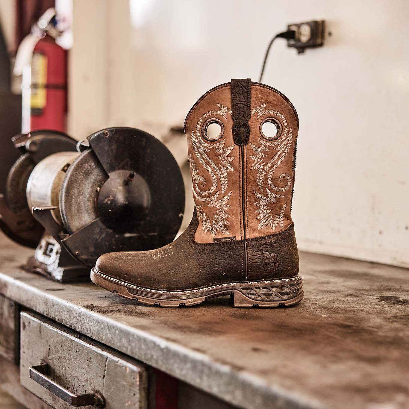 Georgia Boot Carbo-Tec FLX 11" Waterproof Pull On Work Boot Brown - Georgia Boot - Flyclothing LLC