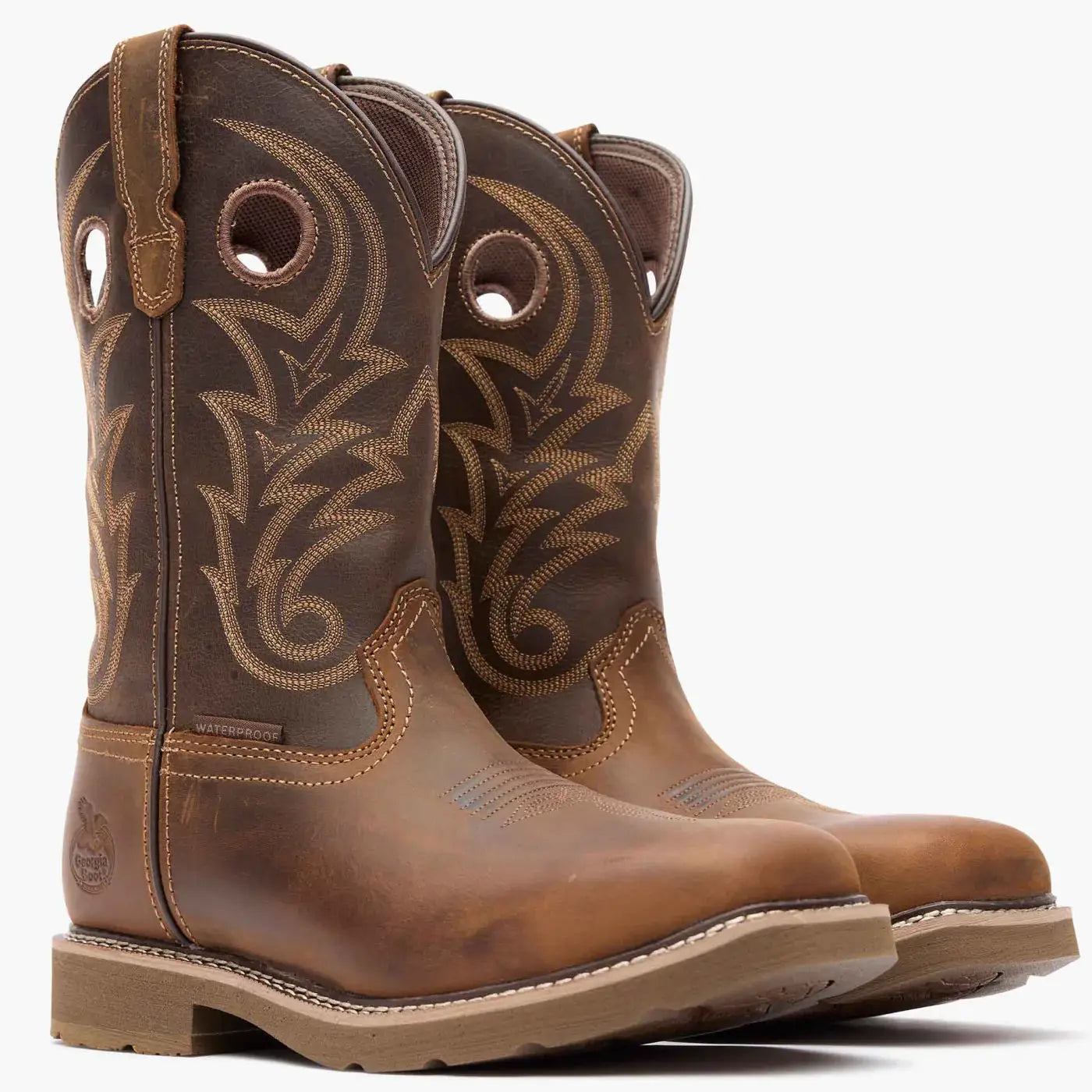 Georgia Boot Core 37 Western 11" Steel Toe Waterproof Pull-On Work Boot-brown - Georgia Boot - Flyclothing LLC