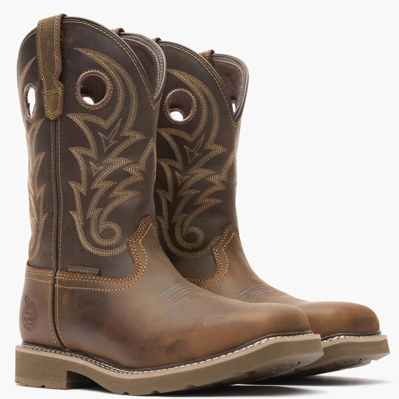 Georgia Boot Core 37 Western 11" Steel Toe Waterproof Pull-On Work Boot-brown - Georgia Boot - Flyclothing LLC