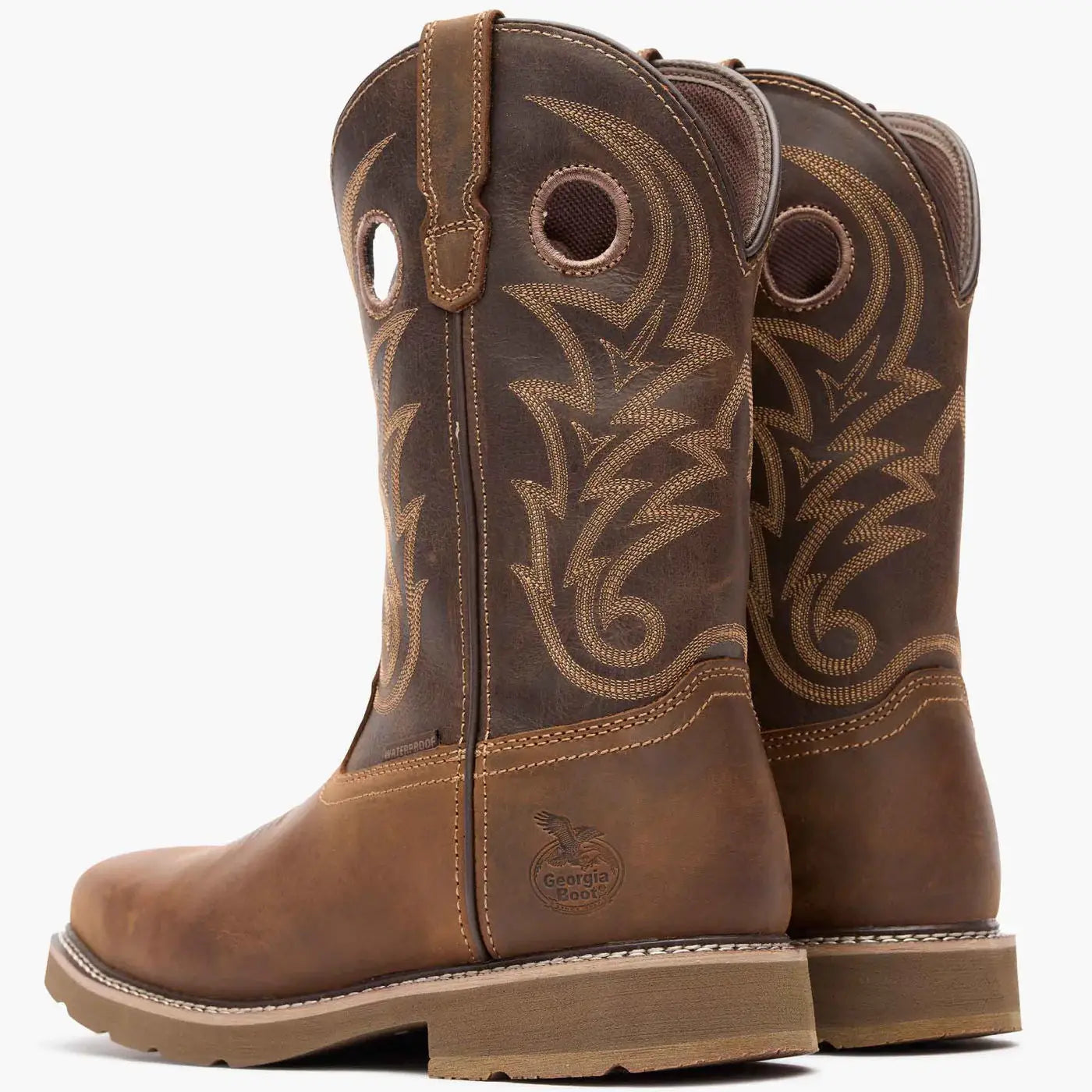 Georgia Boot Core 37 Western 11" Steel Toe Waterproof Pull-On Work Boot-brown - Georgia Boot - Flyclothing LLC