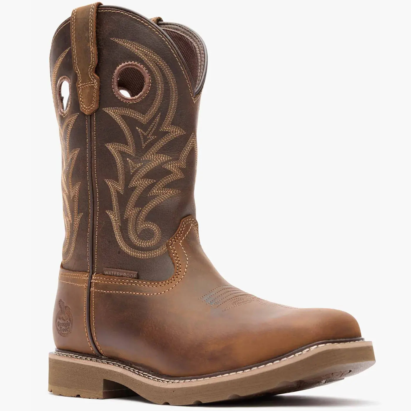 Georgia Boot Core 37 Western 11" Steel Toe Waterproof Pull-On Work Boot-brown - Georgia Boot - Flyclothing LLC