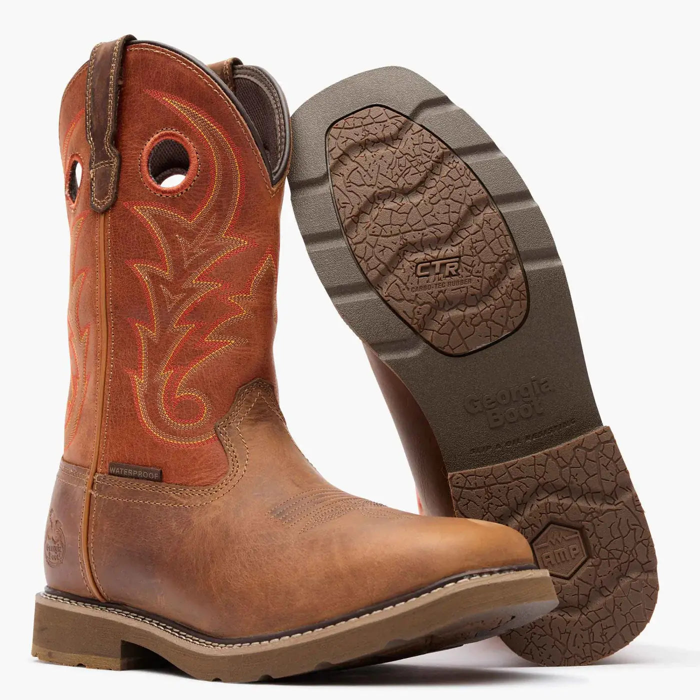 Georgia Boot Core 37 Western 11" Waterproof Pull-On Work Boot in Brown/Rust - Georgia Boot - Flyclothing LLC