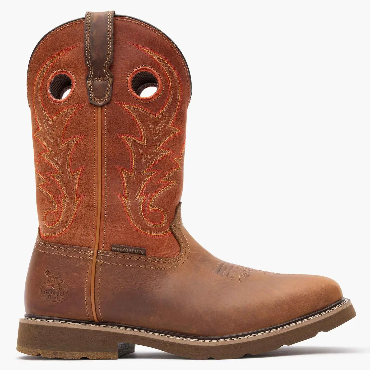 Georgia Boot Core 37 Western 11" Waterproof Pull-On Work Boot in Brown/Rust - Georgia Boot - Flyclothing LLC