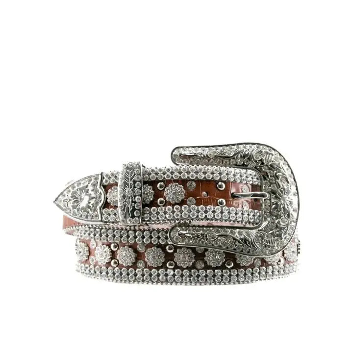 Angel Ranch Crystal Brown Belt - Rhinestone Belt Store - Flyclothing LLC