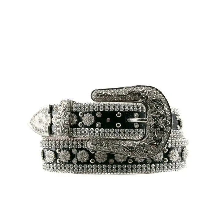 Angel Ranch Crystal Black Belt - Rhinestone Belt Store - Flyclothing LLC