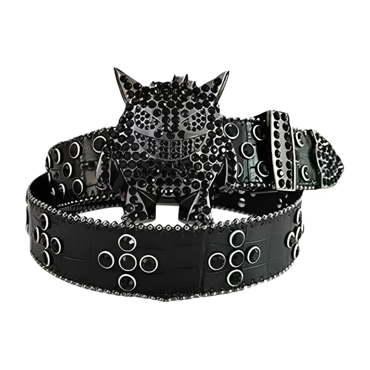 Black Rhinestone Belt with Crystal Embellished Monster Buckle - Rhinestone Belt Store - Flyclothing LLC