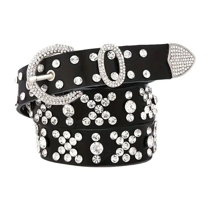 Black Rhinestone Western Belt - Rhinestone Belt Store - Flyclothing LLC