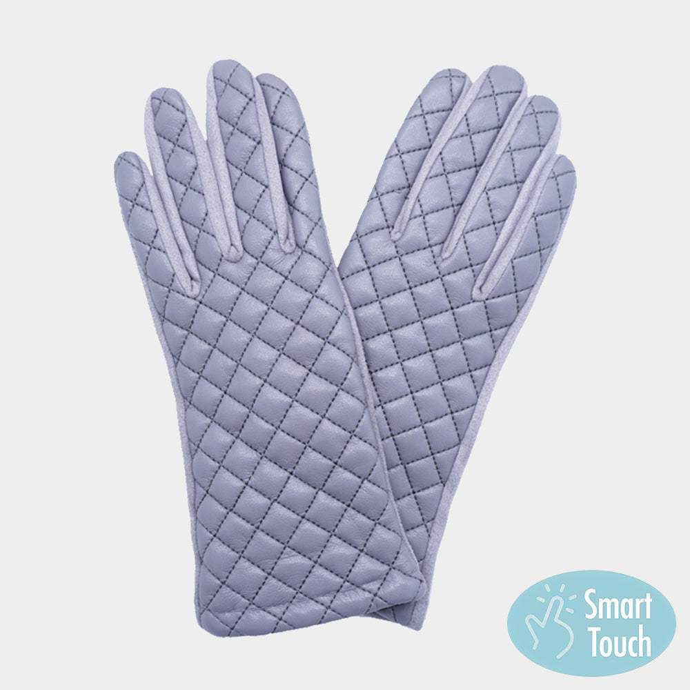 Faux Leather Quilted Smart Touch Gloves - Madeline Love - Flyclothing LLC