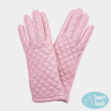 Faux Leather Quilted Smart Touch Gloves - Madeline Love - Flyclothing LLC