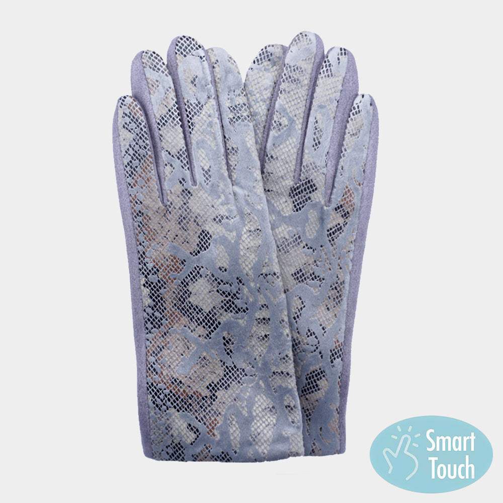Faux Leather Snake Skin Pattern Smart Touch Gloves - Madeline Love - Flyclothing LLC