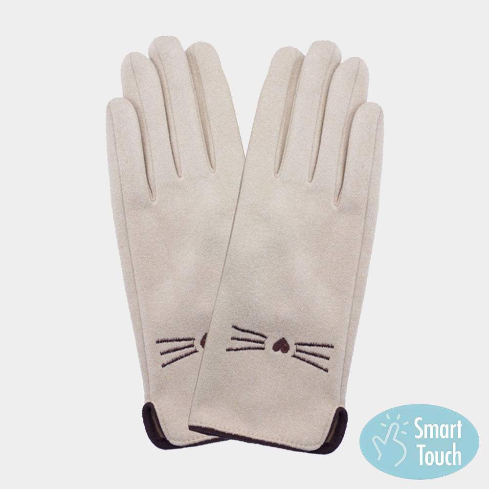Cat Pointed Faux Suede Smart Touch Gloves - Madeline Love - Flyclothing LLC