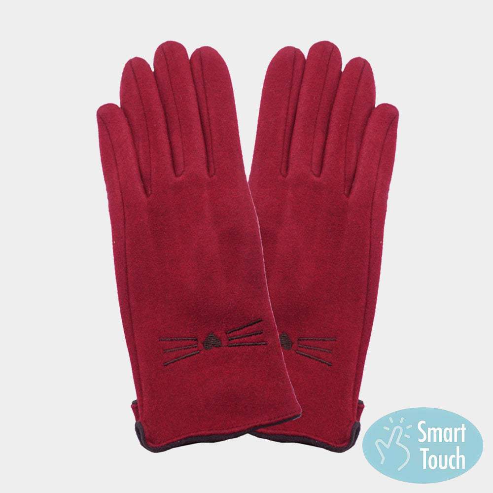 Cat Pointed Faux Suede Smart Touch Gloves - Madeline Love - Flyclothing LLC