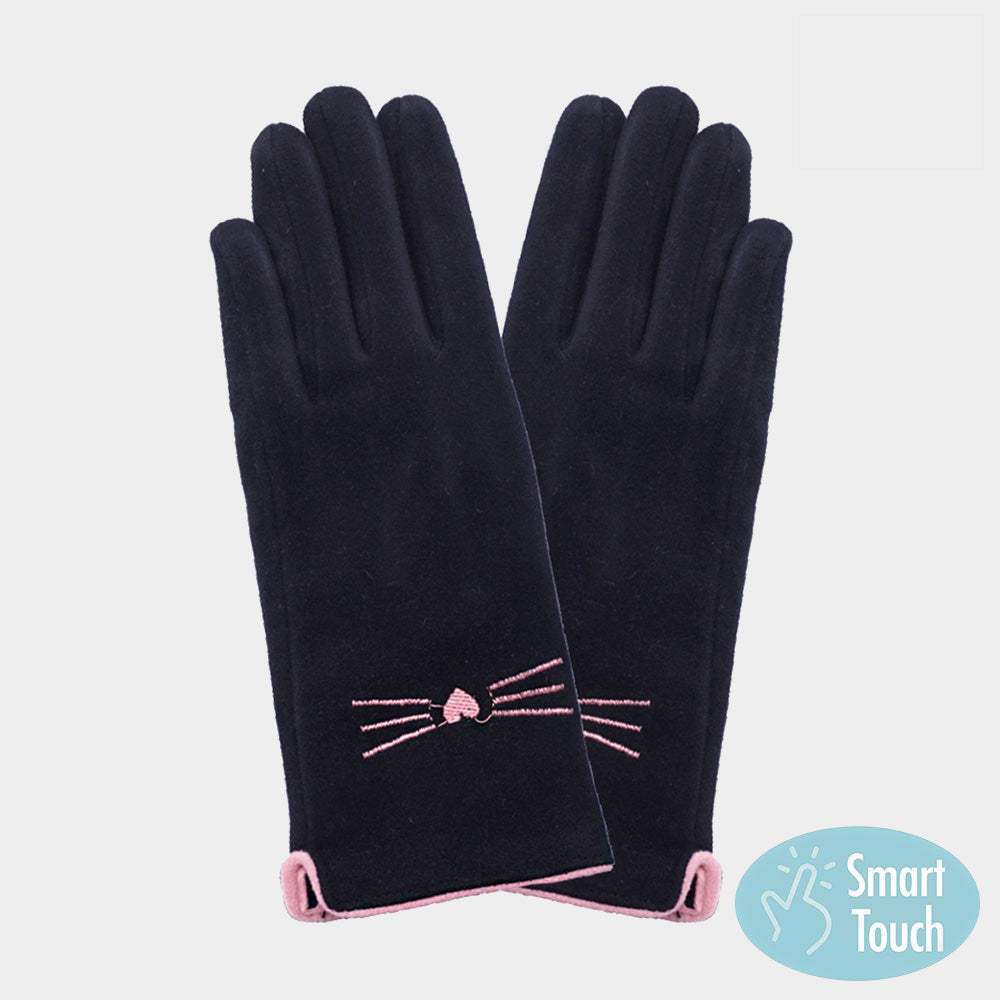 Cat Pointed Faux Suede Smart Touch Gloves - Madeline Love - Flyclothing LLC