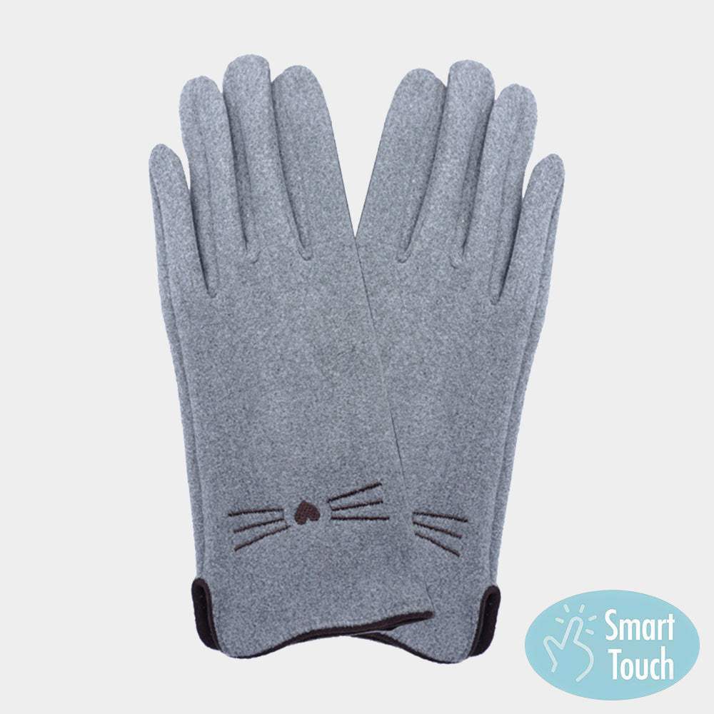 Cat Pointed Faux Suede Smart Touch Gloves - Madeline Love - Flyclothing LLC