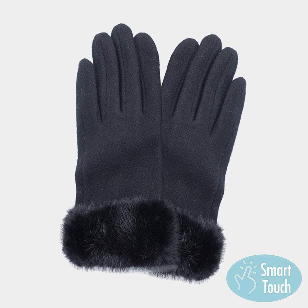 Fuzzy Fux Fur Collar Smart Touch Gloves - Madeline Love - Flyclothing LLC