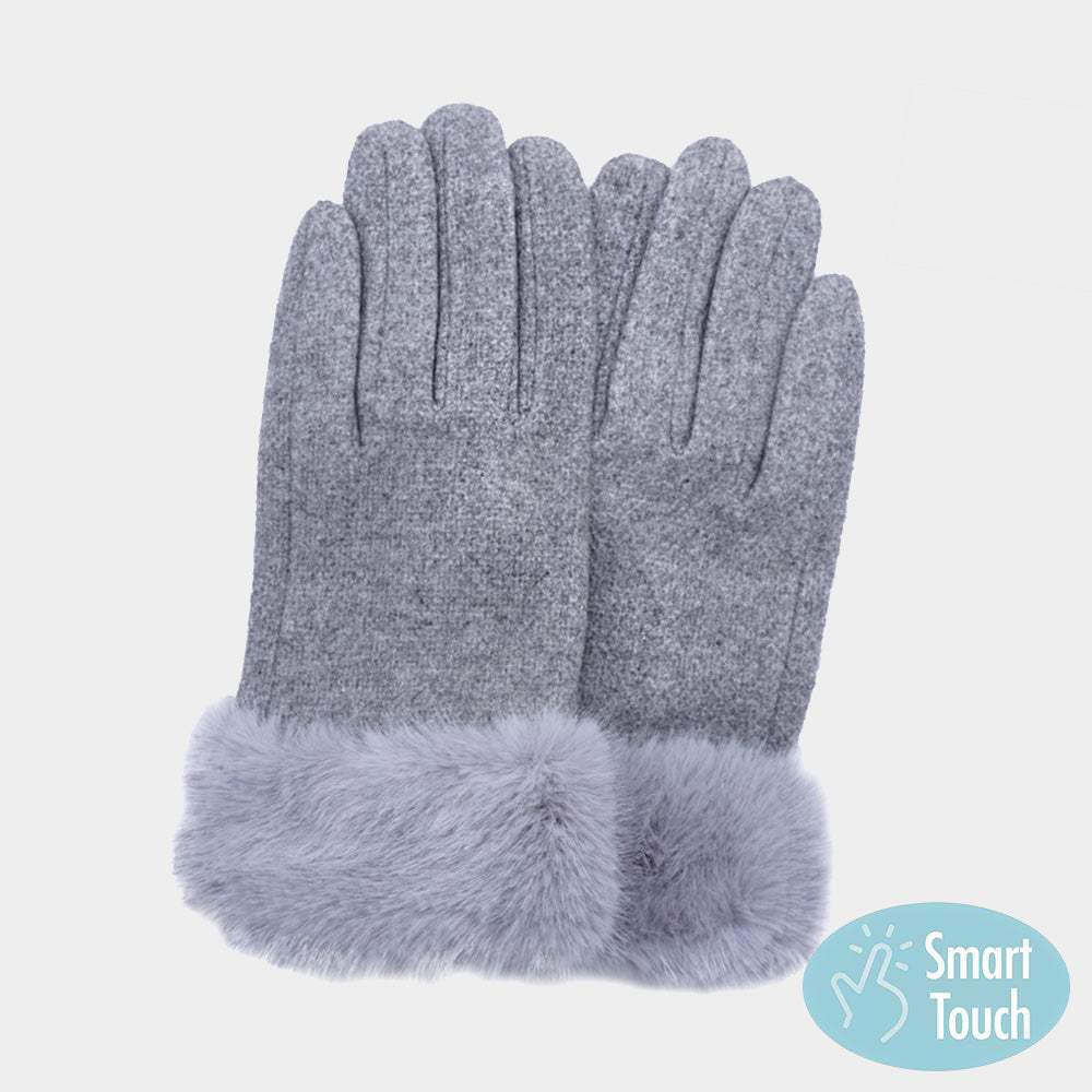 Fuzzy Fux Fur Collar Smart Touch Gloves - Madeline Love - Flyclothing LLC