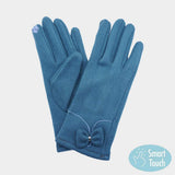 Bow Pointed Faux Suede Smart Touch Gloves - Madeline Love - Flyclothing LLC
