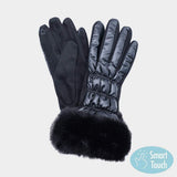 Faux Fur Cuff Puffer Smart Touch Gloves - Madeline Love - Flyclothing LLC