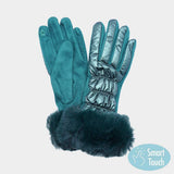 Faux Fur Cuff Puffer Smart Touch Gloves - Madeline Love - Flyclothing LLC