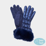 Faux Fur Cuff Puffer Smart Touch Gloves - Madeline Love - Flyclothing LLC