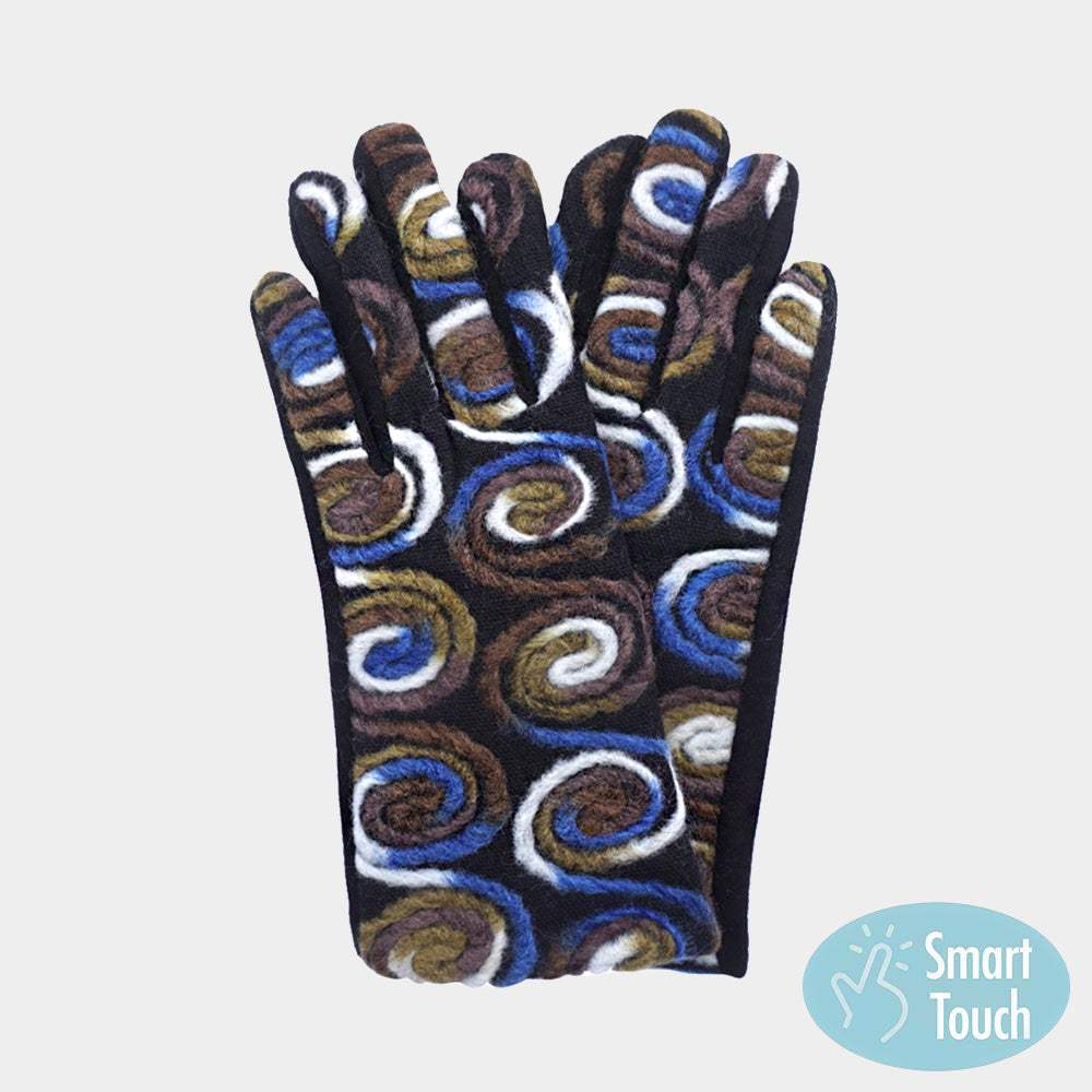 Swirl Yarn Embroidered Smart Touch Gloves - Madeline Love - Flyclothing LLC