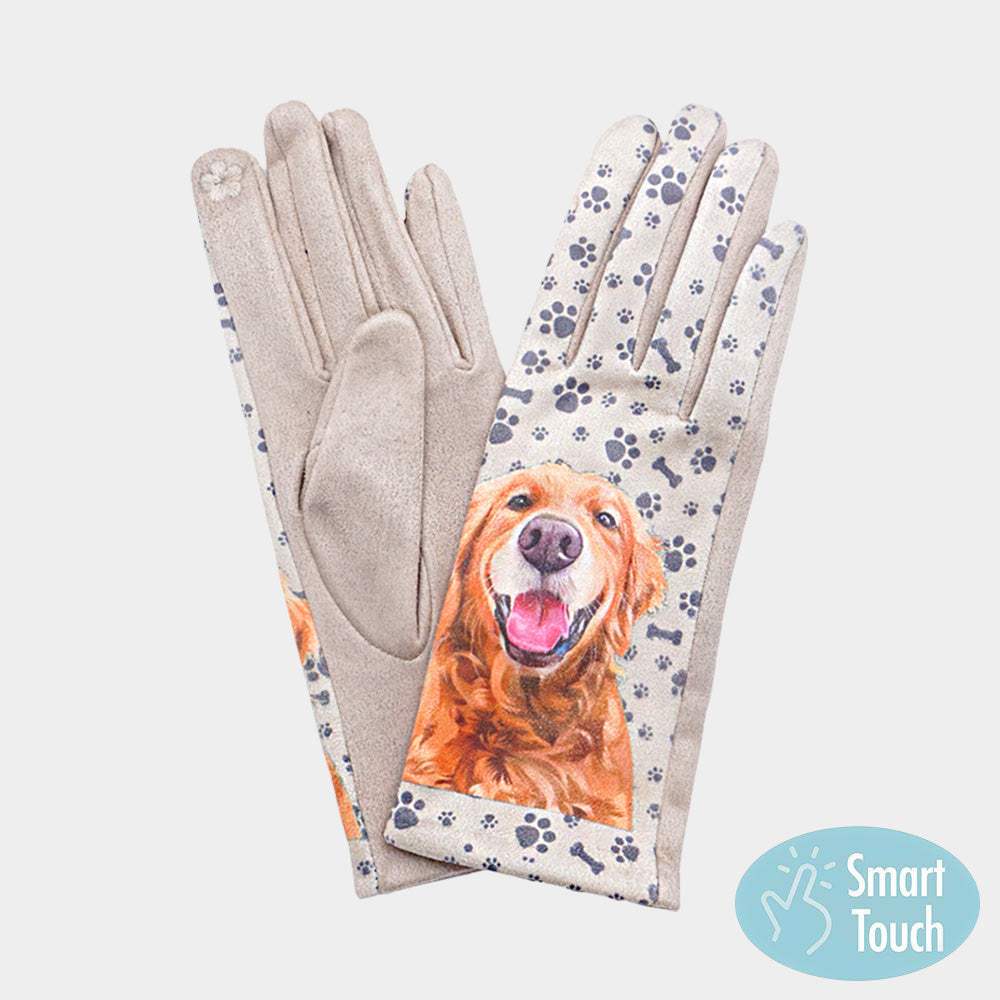 Dog Printed Smart Touch Gloves - Madeline Love - Flyclothing LLC