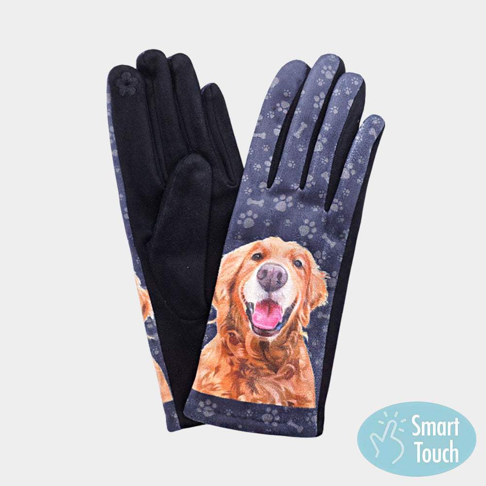 Dog Printed Smart Touch Gloves - Madeline Love - Flyclothing LLC